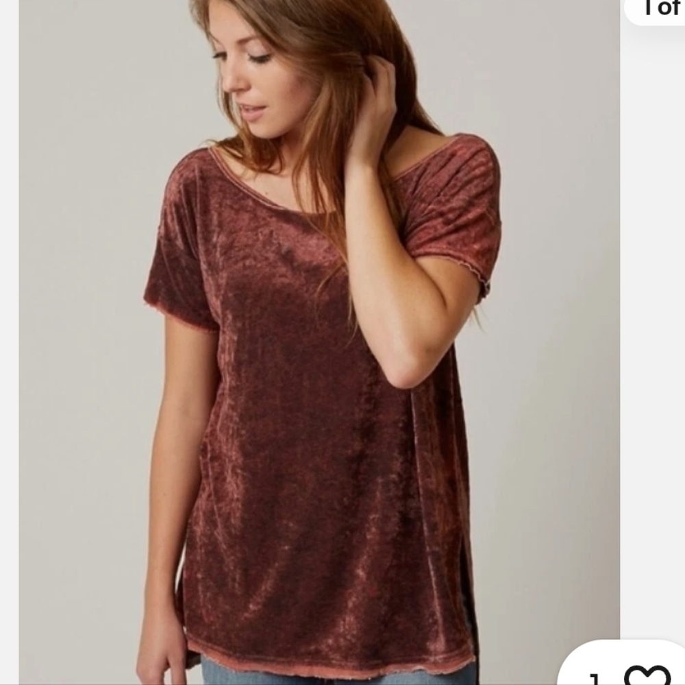 We The Free Doran Oversized Washed Velvet Tee Size Large